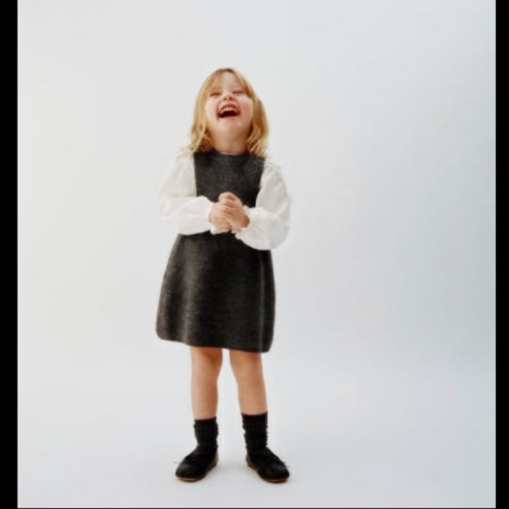 Zara Kids Casual Dress - Gray and White